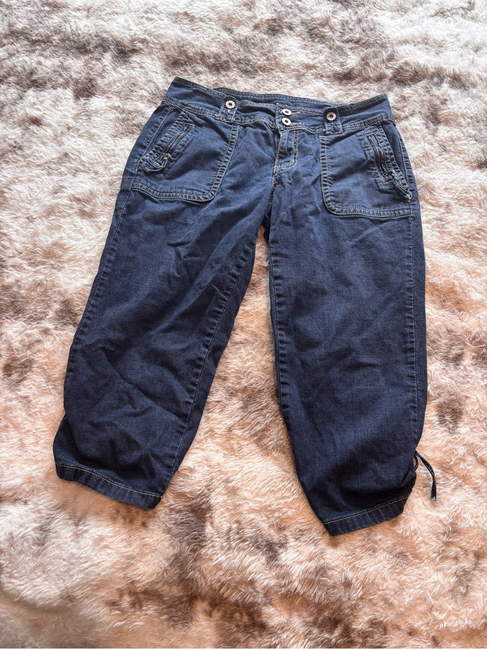 Cato Dark Blue Cropped Cargo-Style Capri Jeans